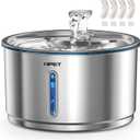 NPET Stainless Steel Cat Water Fountain, 1Gallon/135oz Automatic Pet Drinking Fountain Dog Water Dispenser with 4 Replacement Filters for Cats Indoor