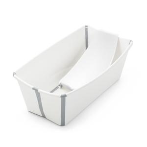 Stokke Flexi Bath Bundle, White - Foldable Baby Bathtub + Newborn Support - Durable & Easy to Store - Convenient to Use at Home or Traveling - Best for Newborns & Babies Up to 48 Months, Size: Regular - 25.2 x 9.4 x 13.4 (in)
