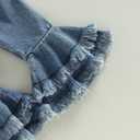 fhutpw Newborn Baby Girl Clothes Infant Rib Frill Long Sleeve Romper Flared Pants Headband Set 3pcs Fall Winter Outfits (Beige)