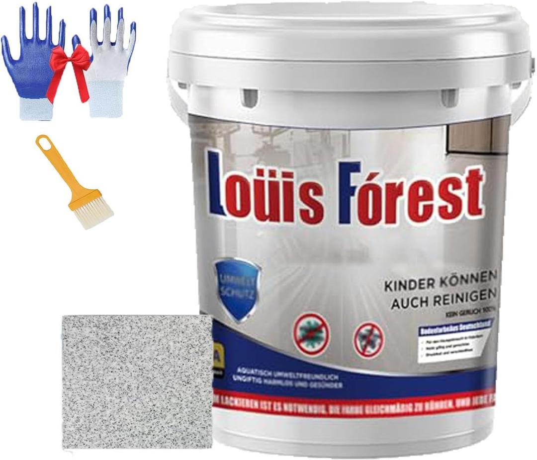 Generic High-Gloss Marble Effect Epoxy Floor Paint, Waterproof Water-Based, Garage/Concrete Floor Paint, Light Gray