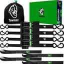 Retractable Ratchet Straps(4 Pack) - 1in x 10ft Self Retracting Ratchet Straps with Soft Loops, 1,500 lbs Break Strength Retractable Tie Down Straps, Easy Retract for Motorcyle, Cargo, Truck, Trailer (Black)