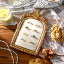 Liliaafar Vintage Ring Holder Arch Gold Ring Wedding Display Suede Jewelry Box Stand Frame Earring Tray Anniversary Engagement Baroque Organizer Photograph Prop for Women Birthday Christmas Gift