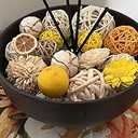 Qingbei Rina Black Decorative Balls for Bowls,Assorted Vase Filler for Centerpieces,Wicker Rattan Balls Decorative Orbs Woven Spheres,Spring Bowl Fillers for Home Decor Wedding