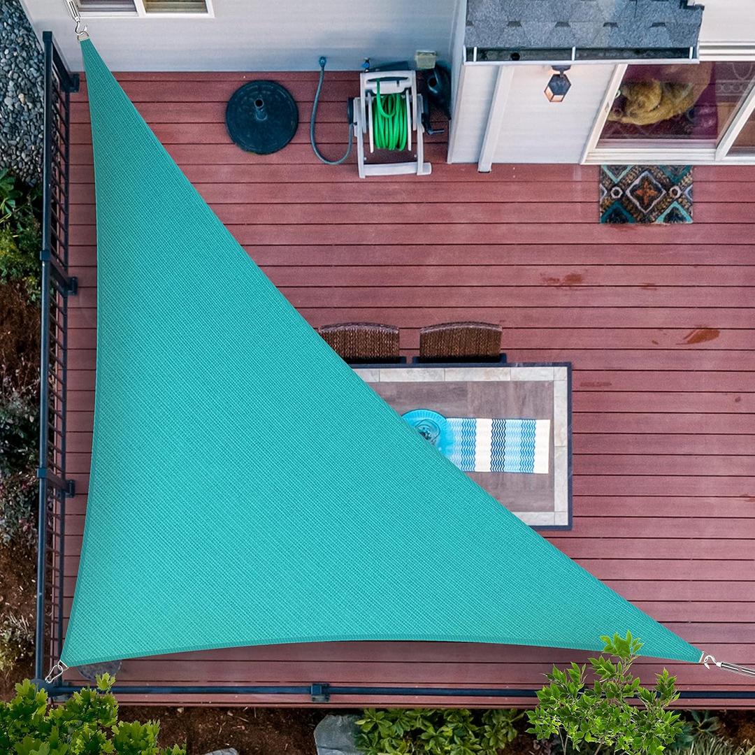 12' x 12' x 17' Turquoise Right Triangle Sun Shade Sail SMSLT Canopy Fabric Cloth Screen, Water Air Permeable & UV Resistant, Heavy Duty, Carport, Patio, Outdoor - (We Customize Size)