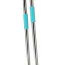 Extendable Long Handle Broom and Dustpan Set, Stainless Lightweight Upright Standing Broom and Dustpan Combo for Kitchen Lobby Office Living Room Household Indoor or Outside (Light Blue)