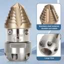 Anrain 3/8 Sewer Jetter Nozzle for 40 L/min Pressure Washer, 360 Degree 3/8 NPT Sewer Jetter Rotating Nozzle, Stainless Steel, for Vehicle Cleaning, Industrial Equipment Cleaning