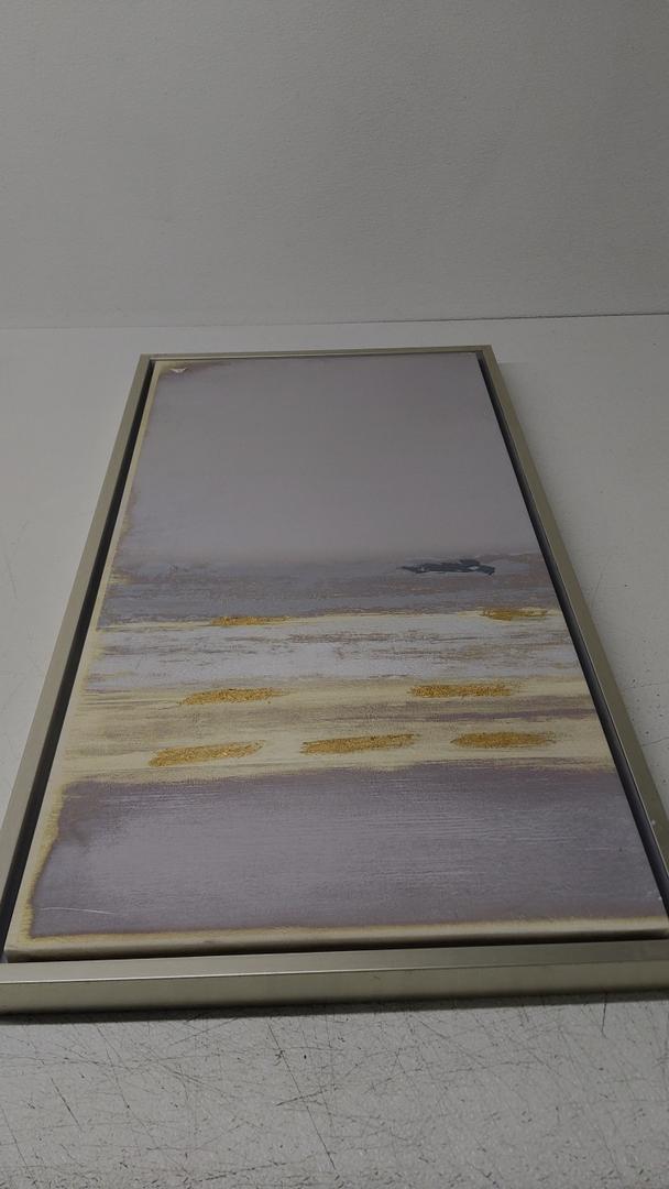 Gold on Gray Canvas Art Print Gallery Wrapped Painting 37x20