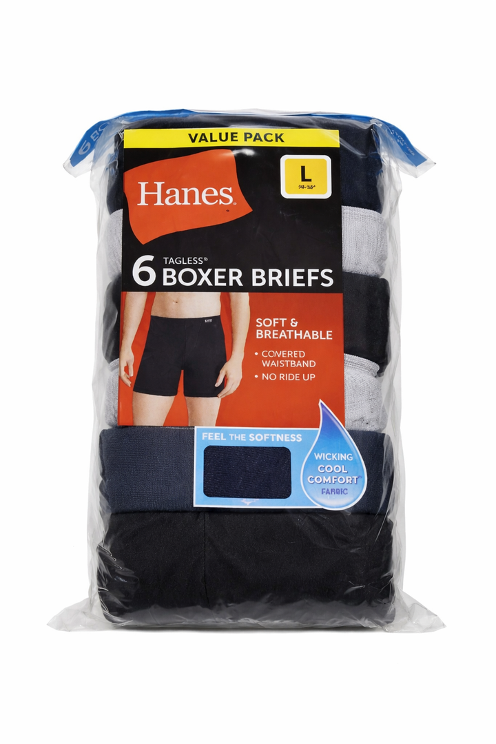 Hanes mens Tagless Comfortsoft Waistband Boxer Briefs, 6 Pack Assorted, Large US