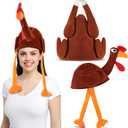 2 Pcs Thanksgiving Turkey Hats for Adult Plush Turkey Hat Thanksgiving Costume Cap Dress up Party Cosplay Accessory (Trot)