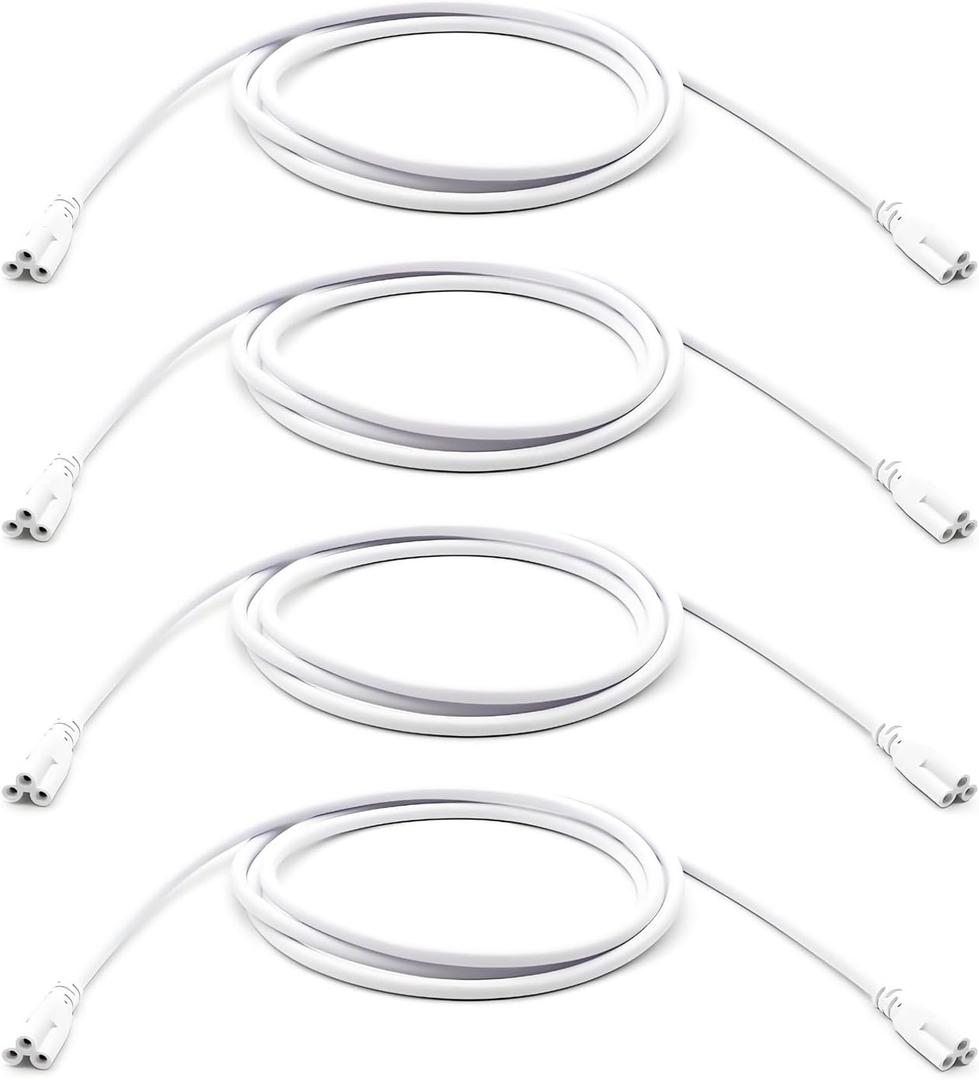 KALINA 6FT T5 T8 Tube Light Fixture LED Linkable Cord, Double end Connector Cable, Power Extension Wire for LED Integrated Single Fixture, Shop, Garage, Under Cabinet Light, Pack of 4