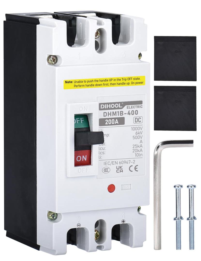 DIHOOL Battery DC Disconnect Switch, 200 Amp DC Breaker for Main Power, Solar, UPS, Power Station