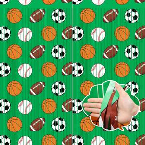 Frienda 4 Pack Green Sport Theme Party Decoration 3.3x6.6 ft Foil Fringe Curtain Basketball Football Soccer Baseball Background Birthday Decor Tinsel Streamers Photo Props for Athlete Party Supplies