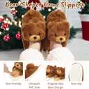 Women's Men's Valentines Slippers Cute Bear Slippers,Fuzzy Animal Indoor House Shoes,Gifts for Valentines Day Birthday,Pillow Cloud Warm Fluffy Slipper with Thick Soled (Brown)