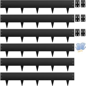 Steel Landscape Edging 6-Pack, 10" H X 40" L Bendable Metal Edging for Landscaping, No-Dig Metal Landscaping Edging for Yard, Lawn Edge, Pathway & Flower Beds (20Ft Total)