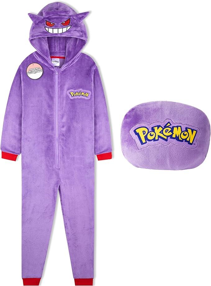 Pokemon One-Piece Pajamas for Boys, Teens, Fleece Jumpsuit, Pikachu Loungewear PJs, Gifts for Boys 7-8Y
