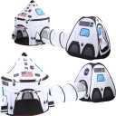 White Rocket Ship Play Tent Pop up Play Tent with Tunnel and Playhouse Kids Ind