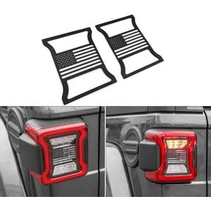POETRYXIAO Tail Light Cover Guard with US Flag Style (LED Lights) for 2018-2023 Jeep Wrangler JL JLU(US Flag)