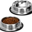 2 Pack Stainless Steel Dog Bowls with Rubber Bottom, Non Skid Non Spill Heavy Duty Premium Quality Pets Feeder Bowls for Dogs and Cats and More (6Cup / 48oz)