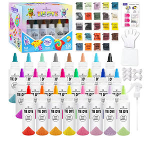 Pack Of 2 24 Colors Tie Dye Kit, Tie Dye Set for Kids, Pre-Filled Bottles, Non Toxic Permanent Fabric Dye Art Set, Easy DIY Fabric Art - Create Fun (24 Colors)