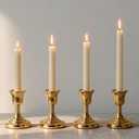 4 Pack Gold Taper Candle Holder, 3 Inch Short Skinny Iron Candlestick Holders, Vintage Small Low Metal Candles Sticks for Table Centerpiece Wedding Christmas Birthday Party Dinning Decor