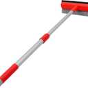 MAVRIZ Windshield Cleaner Tool 2 in 1 Car Window Squeegee with Extendable Handle (18"-28.5") Window Cleaner with Squeegee and Sponge for Shower, Glass Cleaning (Red and Black)