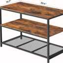 Homleke 39.4" L Kitchen Island with 3 Shelves, Kitchen Shelf with Large Workstation, Bakers Rack, Workbench, Metal Frame, Rustic Brown and Black, 39.4"L X 19.7"W X 31.5"H