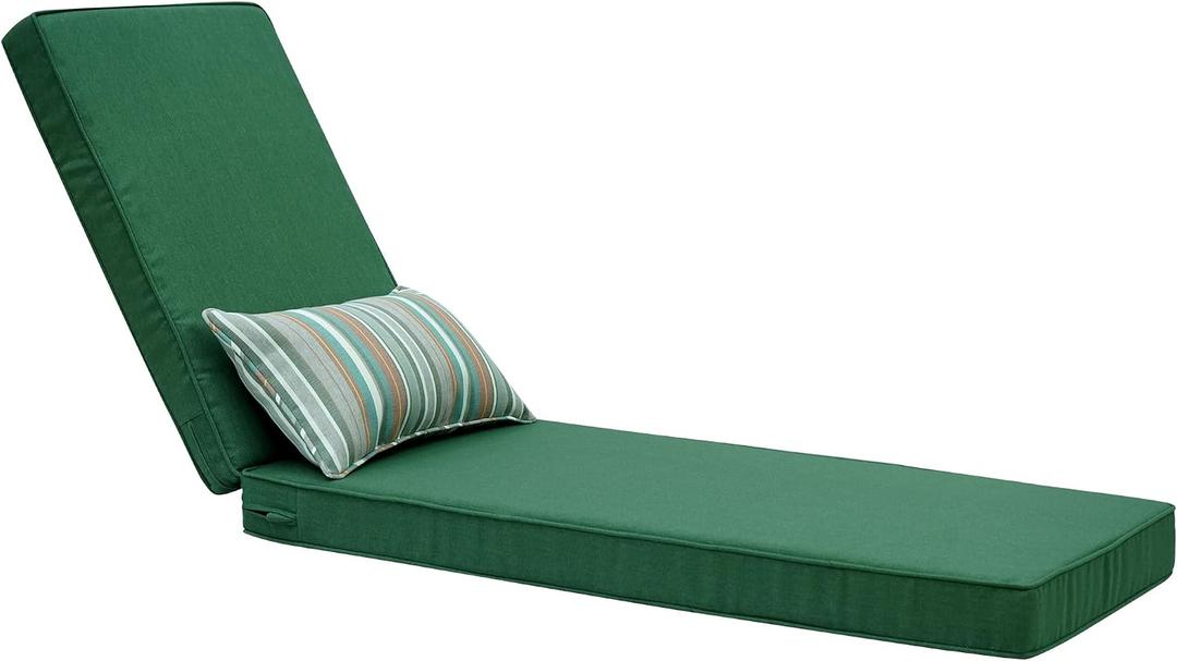 Outdoor Chaise Lounge Cushions,Outdoor Olefin Lounge Cushion,Rainproof Color Fade-Resistant & Removable Cover Patio Chaise Lounge Cushion with High Resilience Straps Hidden Zipper for Lounge Chairs