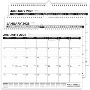 OuMuaMua Wall Calendar 2026, 3-Pack Calendar Wall 2026-2027, Jan. 2026 to Jun. 2027, 14" X 11.5" 18-Month Paper Hanging Planner Wall with Thick PaperRuled Blocks for Office Home Planning & Organizing