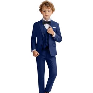 Boys Navy Suit for Kids Tuxedo 5 Piece Formal Dress Clothes Slim Fit for Toddler Suits Size 6 (Navy Blue)
