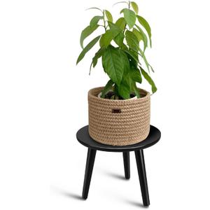 Uneedem Indoor Plant Stand, Modern Plant Table 8.9" Tall Wood Mid Century Flower Holder Small Round Side End Table