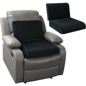 HOMBYS Recliner Seat Cushion with Lumbar Supportive Pillow Extra Large Non-Slip Seat Cushion with Back Support Cushions,Cruve Edge Design for Relief Thighs Pressure, Black