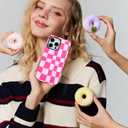 SOKAD Magnetic Checkered Phone Case for iPhone 13 Pro Max, Cute Grids Plaid Checkerboard Pattern Compatible with Magsafe Matte Protective Case Cover with Screen Protector for Girls Women, Hot Pink