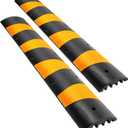 Happybuy 2pcs 6 Feet Rubber Driveway Modular Heavy Duty Speed 72.4 x 12 x 2.4 Inch Cable Protector Ramp for Garage Gravel Roads Asphalt Concrete, 2Pack-6Ft-Speed Bump