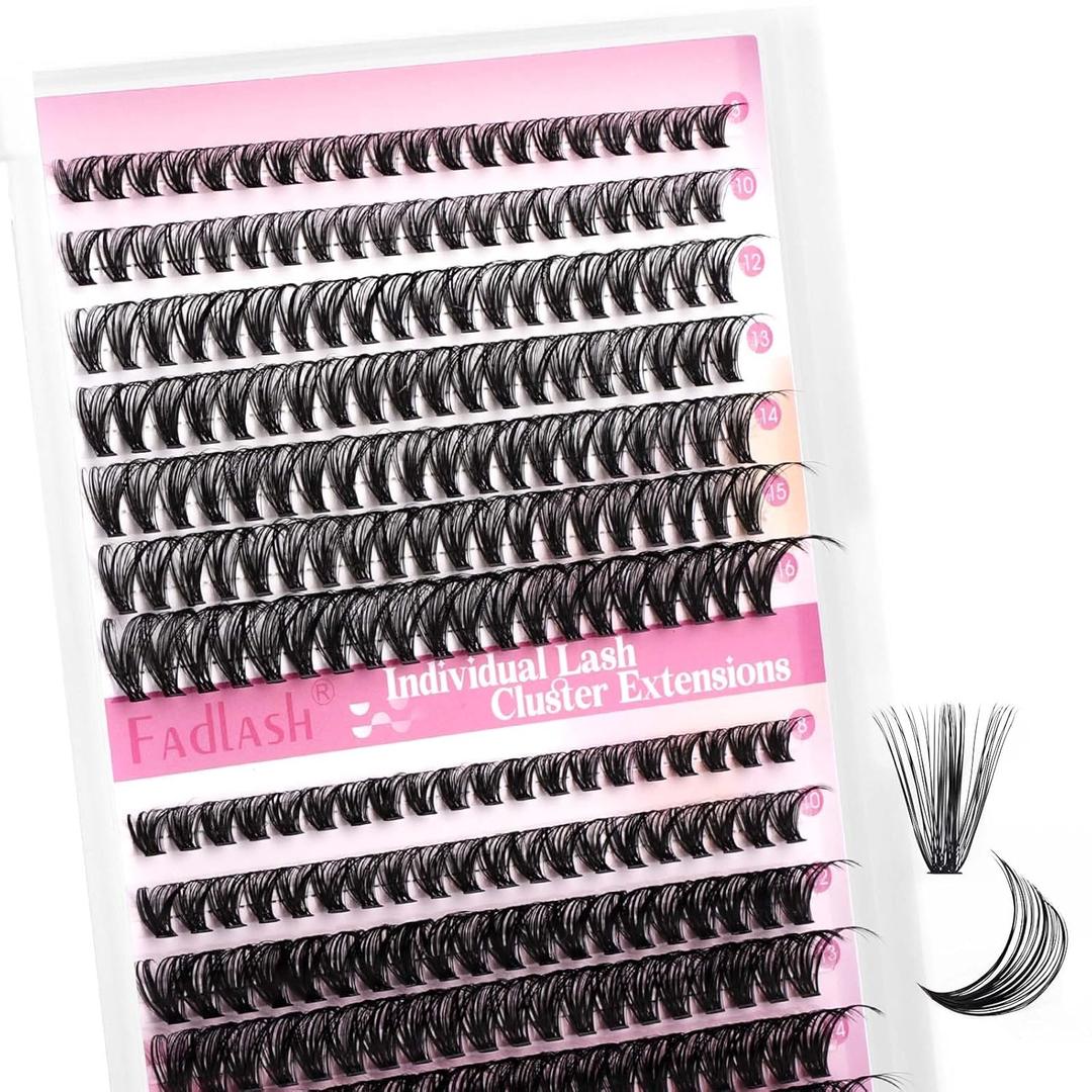 FADLASH Cluster Lashes Fluffy 8-16mm Lash Clusters Volume Lash Extension 280Pcs DIY Lash Clusters D Curl Individual Lashes (30D+40D-0.07-D,8-16mm)