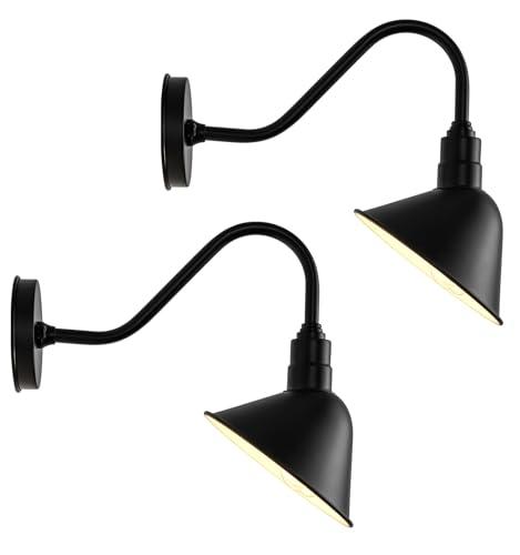 8" Barn Gooseneck Light Fixture with Extended Arm - Vintage Outdoor Sign Light for Dining Room, Shop Farmhouse Gooseneck Light - 2 Pack