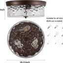 16 Inch Hammered Glass ORB Flush Mount Ceiling Light