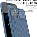 Compatible with iPhone 12 Pro Max Case MagSafe, iPhone 12 Pro Max Phone Case with Slide Lens Cover,Slim Magnetic Cover for iPhone 12 Pro Max 6.7" Blue