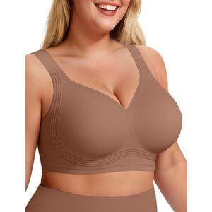 Bras for Women Supportive Wireless Push Up Bra Full Coverage No Underwire Seamless Plus Size for Older Women 3XL