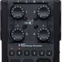 Zoom H6 All Black 6-Track Portable Recorder, Stereo Microphones, 4 XLR/TRS Inputs, Records to SD Card, USB Audio Interface, Battery Powered, Podcasting and Music