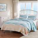 Greenland Home Maui Embroidered Coastal Quilt Set, King/California King (3-Piece) (Blue)