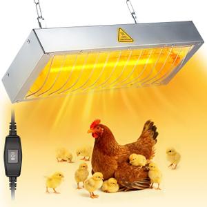 600W Heat Lamp for Chickens, Large Chicken Coop Heater, Adjustable Temp and Height, No Assembly Brooder Heater for Chicks Pets Livestock, 1 Pack