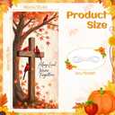 Always Loved Never Forgotten Door Cover Decorations Thanksgiving Porch Sign Maple Leaves Leaf Banner Religious Cross Cardinal Bird Welcome Covers for Autumn Harvest Outdoor Christmas Holiday Supplies