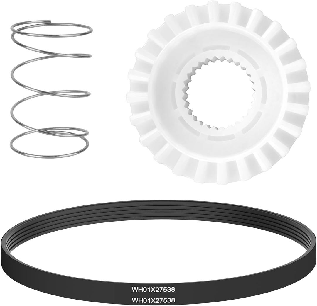 2 x WH01x27538 Washer Drive Belts & WH05x24185 Washing Machine Clutch & WH01x24434 Washer Spring Fits For Ge Hotpoint Clothes Washer Washing Machine Parts Replaces 4588013 Ap5993402 PS/EAP11729473