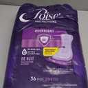 Poise Overnight Incontinence & Postpartum Pads for Bladder Leaks, 8 Drop Extra Coverage, 36 Count (Long)