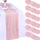 6 Pack Pink Cheesecloth Table Runner 10FT Boho Gauze Fabric Cheese Cloth Table Runner 35 x 120 Inch Rustic Sheer Fabric for Easter Spring Wedding Decor Baby Shower Party Holiday