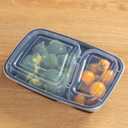 30oz Meal Prep Containers Bulk 50-Pack - 2-Compartment with Lids, Leakproof, Microwave/Freezer/Dishwasher Safe - Commercial Food Storage, Black
