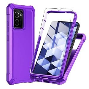 Mocotto for HMD Vibe Phone Case with Tempered Glass Screen Protector, Slim Soft Silicone Full-Body Protective Cover (HMD Vibe, Purple)