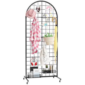 Asee'm Grid Wall Panels Display Stand 2' x 5.2' FT Black Movable Wire Grid Wall Display Rack Heavy Floorstanding Detachable Girdwall Panel with T-Base for Craft Show Rack, Retail Displays 1PCS