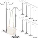Weysat 10 Pcs Purse Stands for Display Double Hook Handbag Display Stand Adjustable Purse Holder Metal Bag Hanger Bulk for Jewelry Handbags Wig Hat Christmas Wreath Closet Tabletop Boutique (Silver)