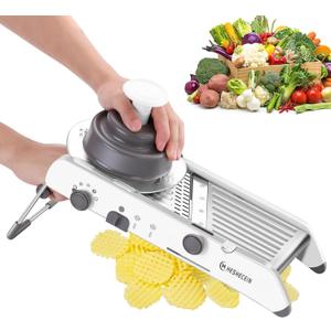 Adjustable Mandoline Slicer for Kitchen,Stainless Steel Vegetable Chopper - Food Chopper,Vegetable Slicer,Mandolin,Veggie Chopper with Waffle Maker| French Fry Cutter(WHITE)